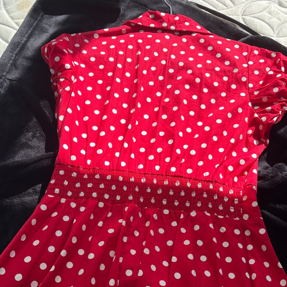 Sara Vibrant Red A-Line Skirt with Dots - Picture 6 of 10
